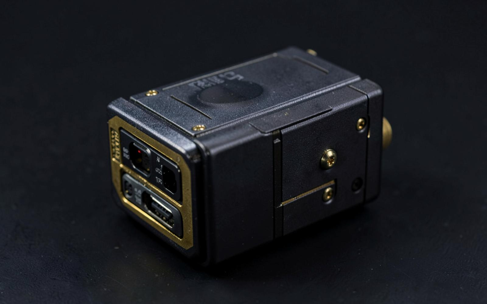 Ruggedized multi-sensor reader module in dark machined housing with gold detailing